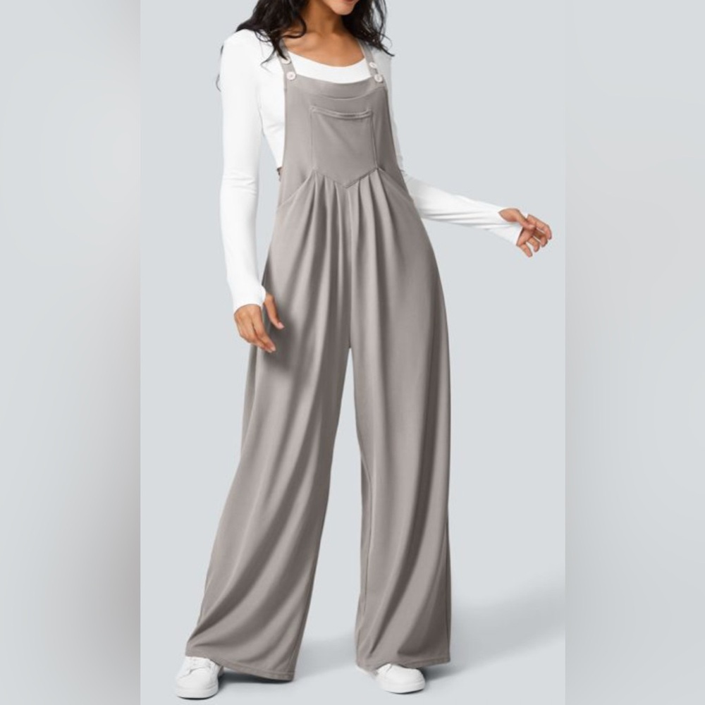 HALARA Waffle Knit adjustable Jumpsuit with pockets Large NWT